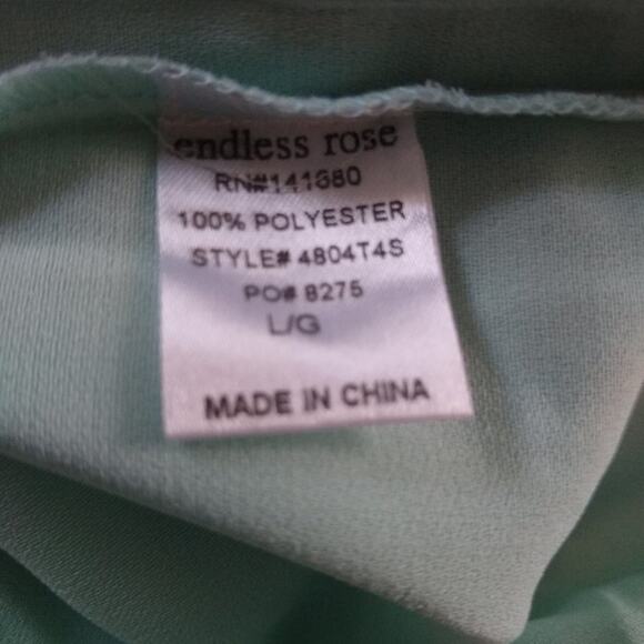 Endless Rose Top Womens Large Mint Green Tank With Mesh & Beading Details - Picture 9 of 9